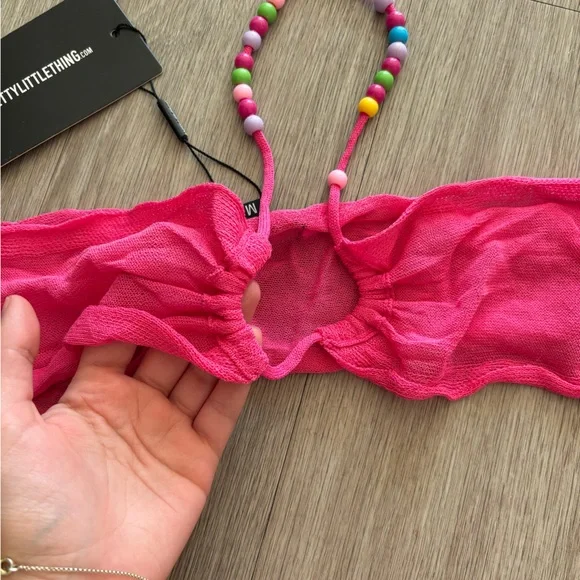 PrettyLittleThing Pink Top with Colorful Beads - Picture 4 of 5